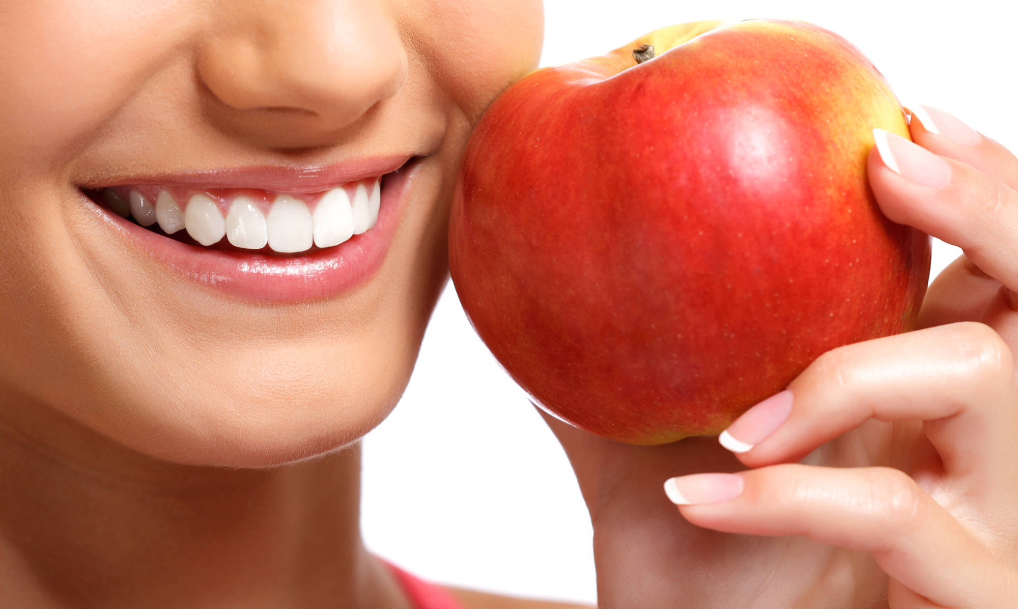 Здоровые зубы яблоко. Красивая улыбка. Здоровые крепкие зубы. Красивые белые зубы.