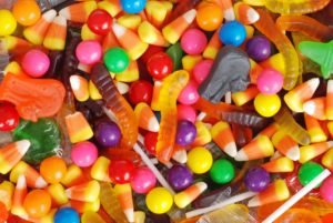 mixed Halloween candy background